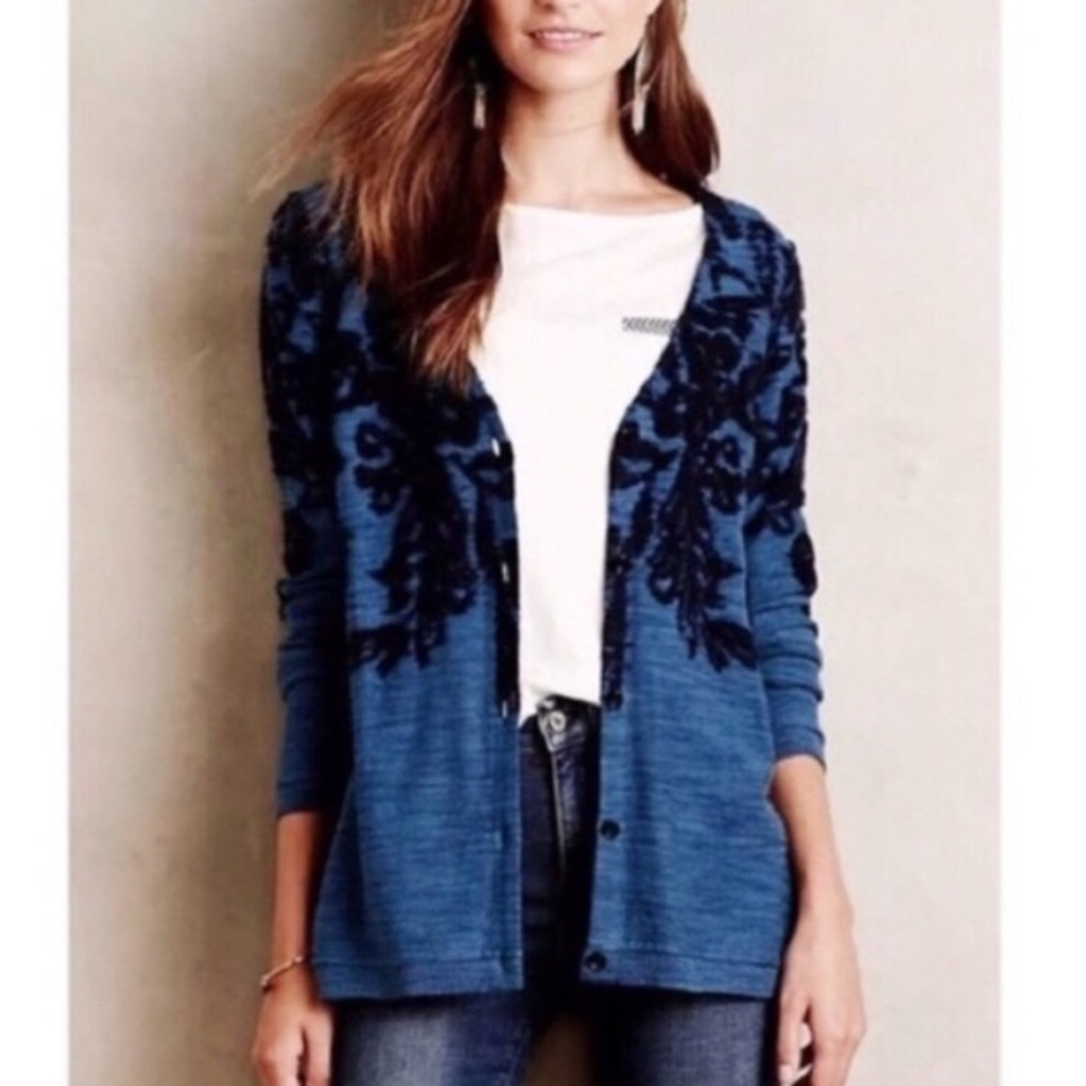 Anthropologie Blue and Black Cardigan